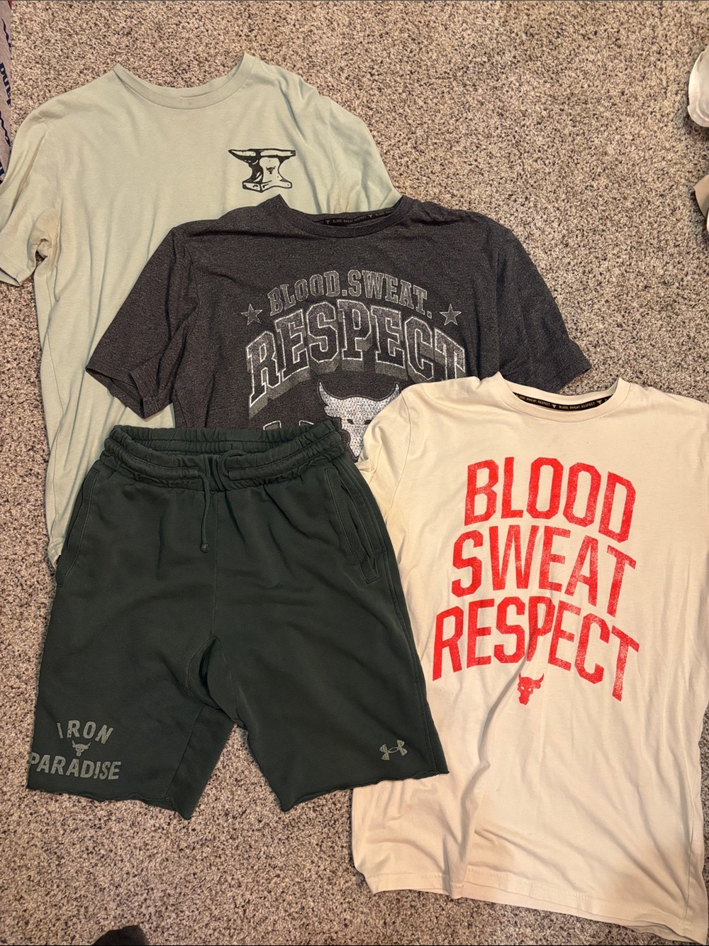Under Armour Men's Light Green Short Sleeve Tee and Shorts